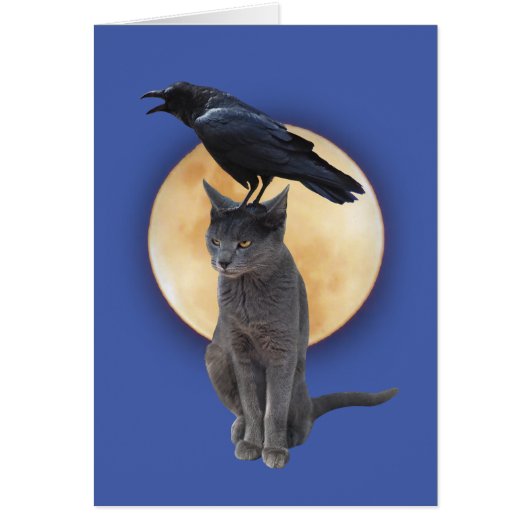 Cat Raven Moon Card (Voorkant)