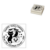 Cat Raven Pumpkin Happy Halloween Rubberstempel (Gestempeld)