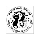 Cat Raven Pumpkin Happy Halloween Rubberstempel (Afrduk)