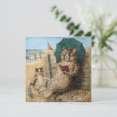 Cat Reading a Book by Louis Wain Kaart (Staand voorkant)