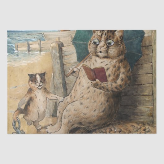 Cat Reading a Book by Louis Wain Tissuepapier (Voorkant)