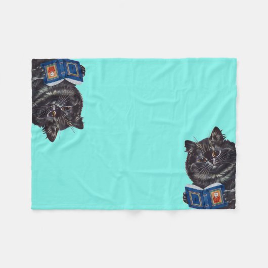 Cat Reading a Book, Louis Wain Fleece Deken (Voorkant (Horizontaal))
