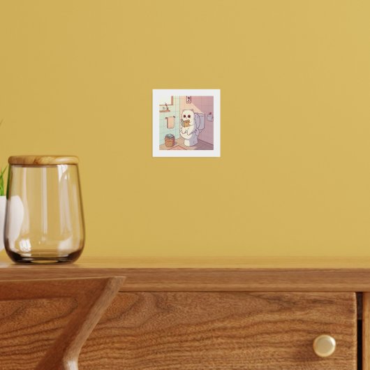 Cat Reading A Book On The Toilet Folie Afdrukken (Insitu (Woonkamer))