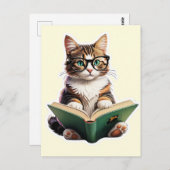 Cat Reading Book Briefkaart (Voorkant / Achterkant)
