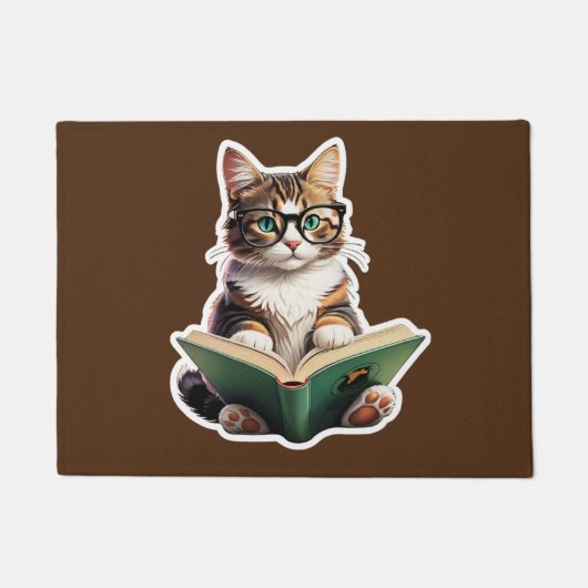 Cat Reading Book Deurmat (Voorkant)