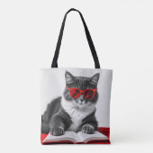 Cat Reading Book Draagtas (Achterkant)