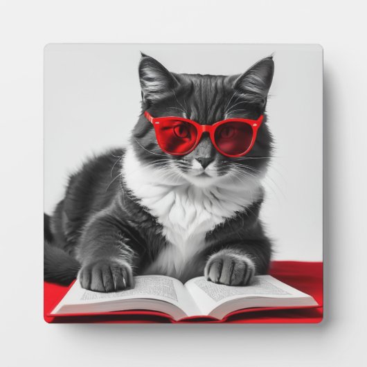 Cat Reading Book Fotoplaat (Voorkant)