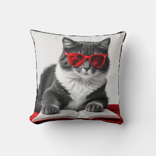 Cat Reading Book Kussen