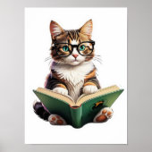 Cat Reading Book Poster (Voorkant)