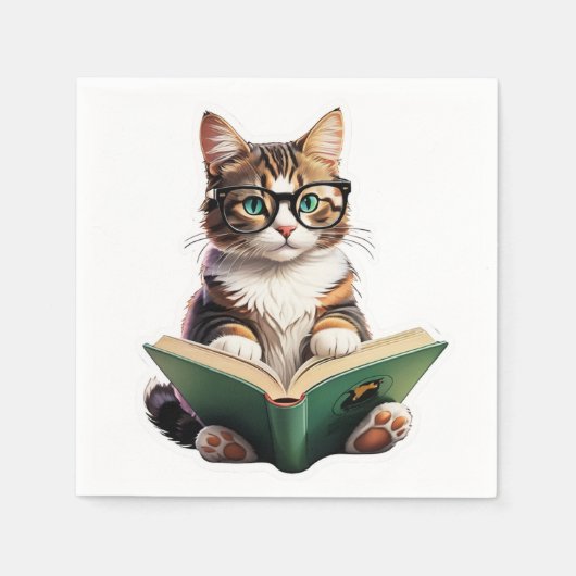 Cat Reading Book Servet (Voorkant)