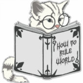 Cat Reading Book Sticker (Voorkant)
