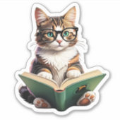 Cat Reading Book Sticker (Voorkant)