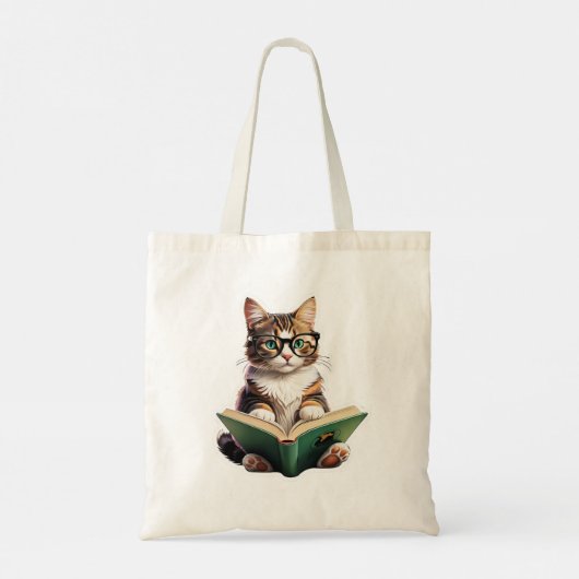 Cat Reading Book Tote Bag (Achterkant)