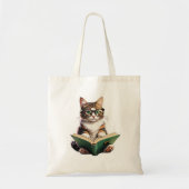 Cat Reading Book Tote Bag (Voorkant)