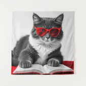 Cat Reading Book Wandkleed (Voorkant)