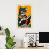 Cat Reading Poster - Wake Up and Read! - National (Bureau à domicile)
