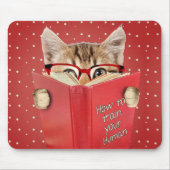 Cat Reading Reading Red Book Muismat (Voorkant)