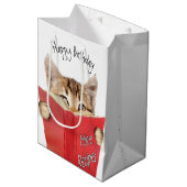 Cat Reading Red Book   Medium Cadeauzakje (Voorkant Gekanteld)