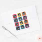 Cat Retro Pop Art Vierkante Sticker (Envelop)