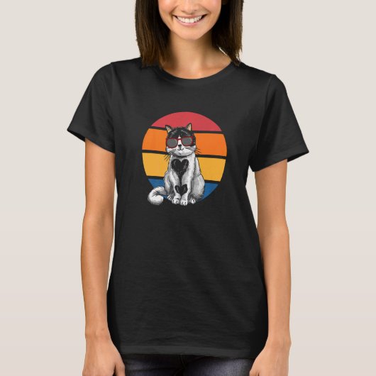 Cat Retro Sunset Cat Sunset I Cat T-shirt (Voorkant)