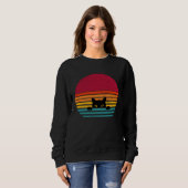 Cat retro vintage sunset peeking trui (Voorkant volledig)