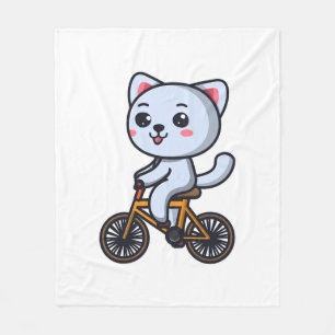 Cat Riding Bicycle Cat design geschenken voor vrou Fleece Deken