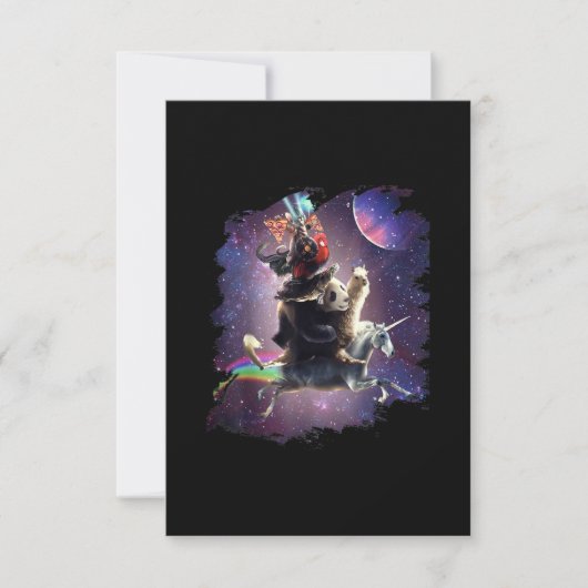 Cat Riding Chicken Turtle Panda Llama Unicorn Bedankkaart (Voorkant)