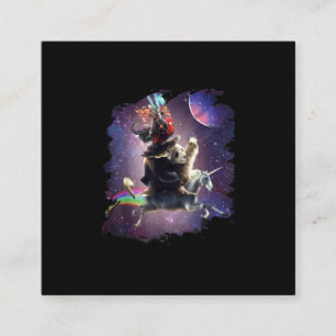 Cat Riding Chicken Turtle Panda Llama Unicorn Vierkante Visitekaartje