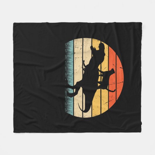 Cat Riding Dinosaur  Retro Funny Graphic An Fleece Deken (Voorkant (Horizontaal))