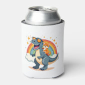Cat Riding Dinosaur T-Rex Kitten Rainbow Dino Funn Blikjeskoeler (Blikje Voorkant)