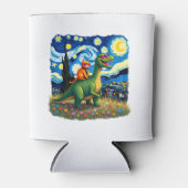 Cat Riding Dinosaur T-Rex Starry Night Cat Lover ( Blikjeskoeler (Voorkant)