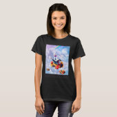 Cat Riding Dolphin On Clouds And Waffles T-shirt (Voorkant volledig)