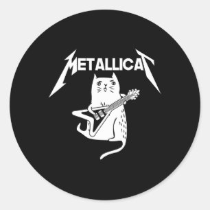 Cat Rock Band Gitaar Leuk Kerstcadeau Ronde Sticker
