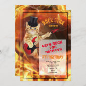 Cat Rockstar Cool Uitnodiging (Voorkant / Achterkant)