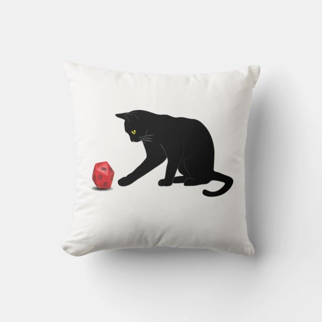 Cat Rolling Dice RPG rollspellen Kussen (Voorkant)