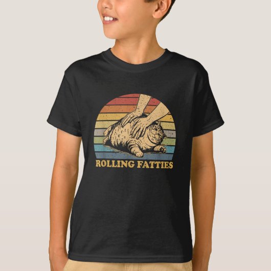 Cat Rolling Fatties Grappig T-shirt (Voorkant)