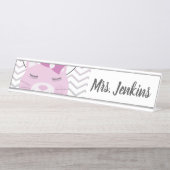 Cat rose Enseignants élémentaire Bureau Nom Plaque (Devant)