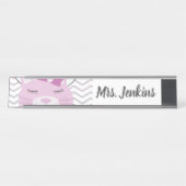 Cat rose Enseignants élémentaire Bureau Nom Plaque (Devant)