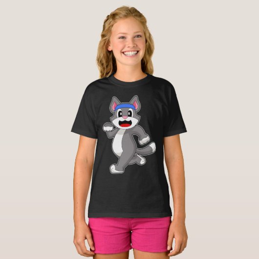 Cat Runner Running Sports T-shirt (Voorkant volledig)