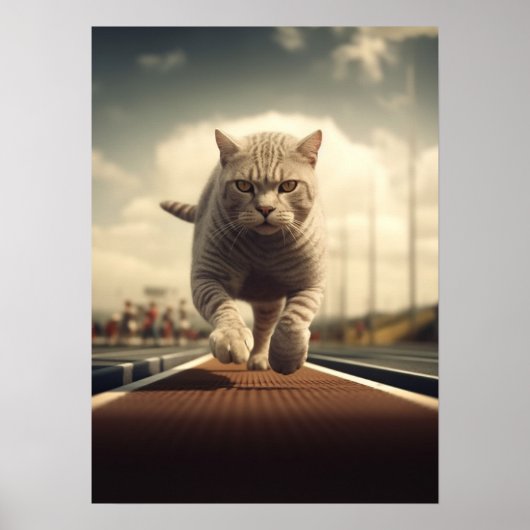 Cat Running, Track en Field Poster (Voorkant)