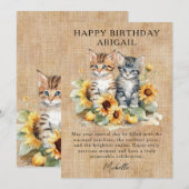 Cat Rustieke Zonnebloemen en Kittens Verjaardags K (Voorkant / Achterkant)
