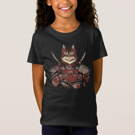 Cat Samurai Warrior Japans T-shirt (Voorkant)