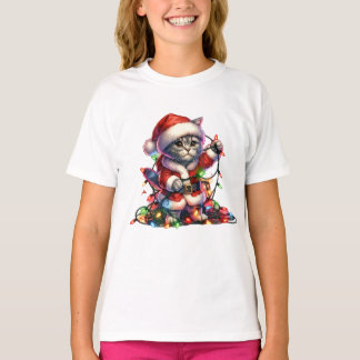 Cat Santa Christmas Kinder T-shirt