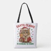 Cat Santa Claws Tote Draagtas (Achterkant)