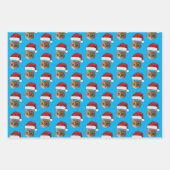 Cat Santa Hat | Aangepaste Gezichtsfoto Roze Kerst Inpakpapier Vel (Voorkant 2)