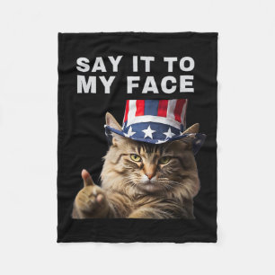 Cat Say It To My Face beroemd gemaakt door Kamala Fleece Deken