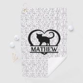 Cat Sayings and Silhouette Heart Split Monogram Golfhanddoek (Insitu)