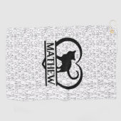 Cat Sayings and Silhouette Heart Split Monogram Golfhanddoek (Horizontaal)