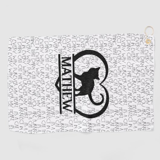 Cat Sayings and Silhouette Heart Split Monogram Golfhanddoek (Horizontaal)