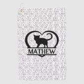 Cat Sayings and Silhouette Heart Split Monogram Golfhanddoek (Voorkant)